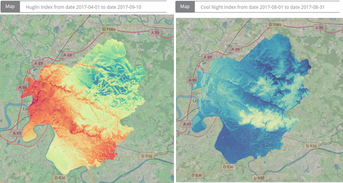 The latest maps of bioclimatic indices are now available on the VIDAC platform (provided by Ecoclimasol)