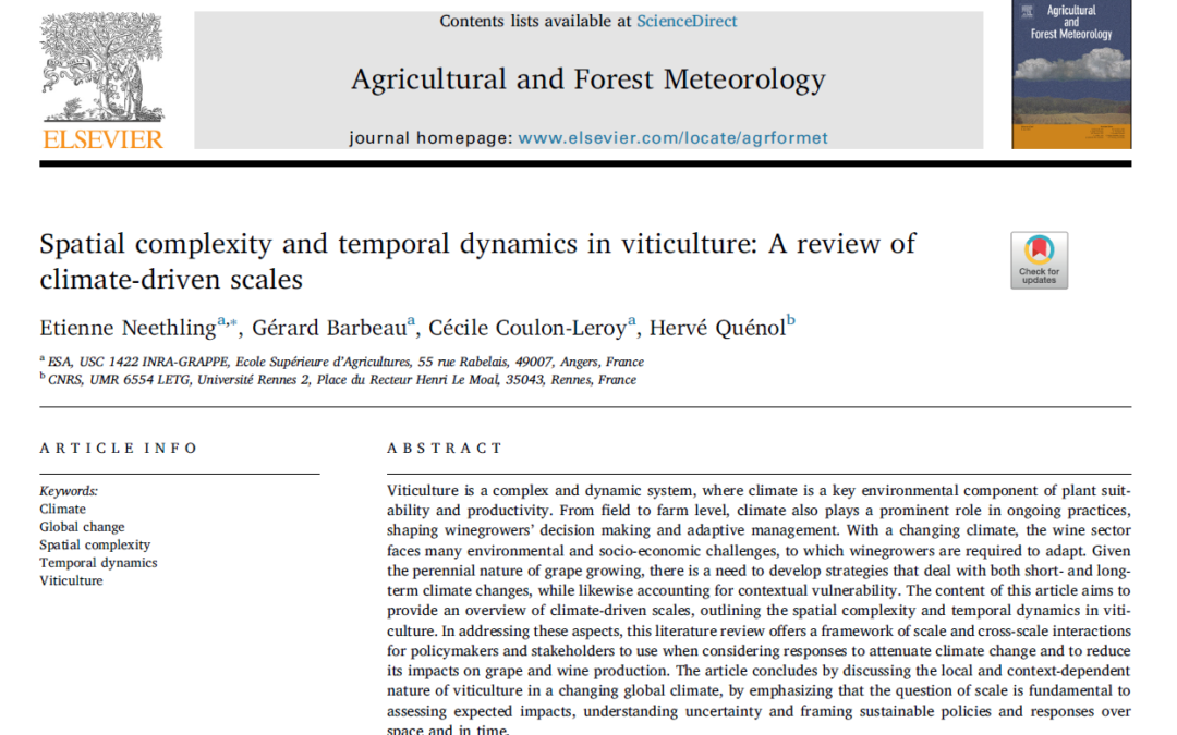 Complexité spatiale et dynamique temporelle en viticulture: revue des échelles climatiques
